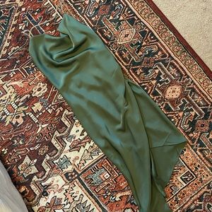 Chain Strap Open-Back Satin Dress